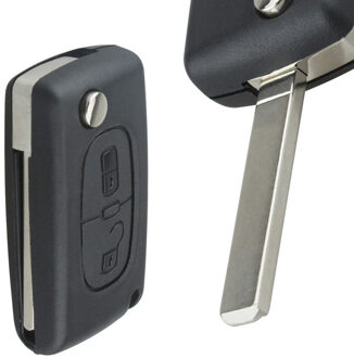 Zwart 2 Knoppen Entry Auto Vervanging Key Remote Fob Shell Case E12 Met Ongesneden Auto Flip Sleutel Geschikt Voor Citroen c2 C3