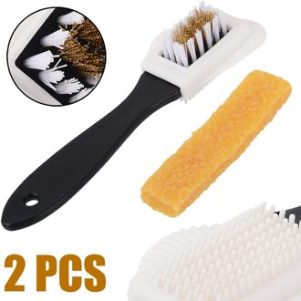 Zwart 2 Side Reinigingsborstel Voor Suede Nubuck Boot Schoenen Rubber Gum + Schoen Cleaner Brush Set Voor Schoeisel Schoen zorg