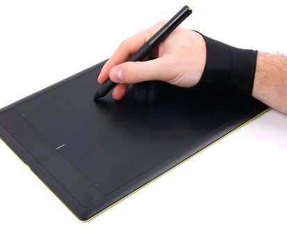 Zwart 2 vinger anti-fouling, zowel voor rechts en links hand kunstenaar tekening handschoen voor elke Graphics drawing Tablet zwart SML