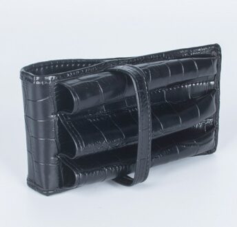 Zwart 3 Pen Case Lederen Case pen bag Roller Pen Case Business kantoorbenodigdheden school etui promotionele potlood tas