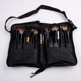 Zwart 32 Zakken Make Borstel Houder Case Bag Rits Artist Belt Strap Cosmetische Brush Up Kwasten Pu Houder Schort Zakken