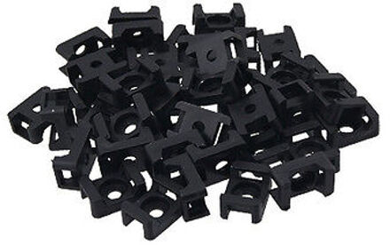Zwart 4.5mm Breedte Kabelbinder Base Zadel Type Mount Draad Houder 100 stks