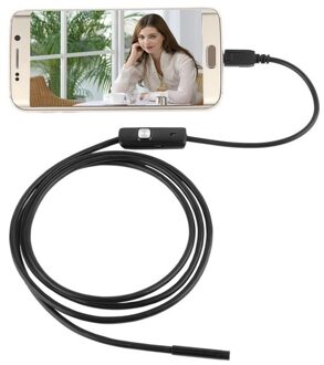 Zwart 6 LED 7mm Lens Kabel Waterdichte Mini USB Inspectie Borescope Camera Voor Android Endoscoop 640*480 Telefoons /1280*720 PC