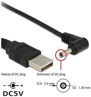 Zwart 90 Hoek Pc Usb Male Naar 5V Dc 3.5*1.35Mm Connector Extension Power Cord Kabel Adapter 5.5*2.1Mm Naar Usb Datum Lijn 2.5*0.7Mm Elbow dc plug 3.5