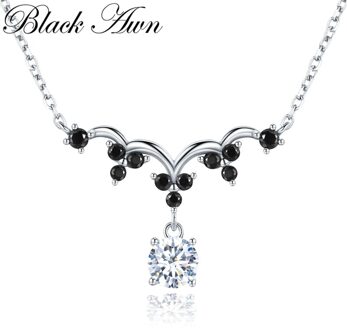 Zwart Awn Classic Real 925 Sterling Zilveren Hanger Kettingen Vrouwen Bruiloft Sieraden Voor Vrouwen K037