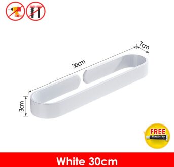 Zwart Badhanddoek Houder Badkamer Handdoekenrek Geen Punch Handdoek Rail Rack Handdoek Houder Badkamer Opslag Plank 30cmWhite