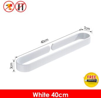 Zwart Badhanddoek Houder Badkamer Handdoekenrek Geen Punch Handdoek Rail Rack Handdoek Houder Badkamer Opslag Plank 40cmWhite