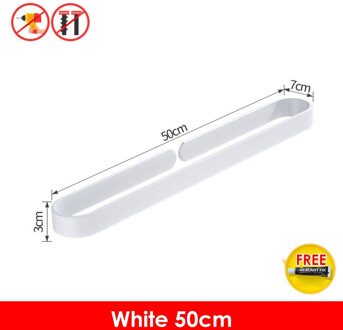 Zwart Badhanddoek Houder Badkamer Handdoekenrek Geen Punch Handdoek Rail Rack Handdoek Houder Badkamer Opslag Plank 50cmWhite