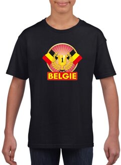 Zwart Belgisch kampioen t-shirt kinderen - Belgie supporter shirt jongens en meisjes S (122-128)