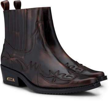 Zwart/bruine Winklepicker cowboy-enkellaarzen voor heren