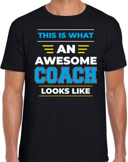 Zwart cadeau t-shirt an awesome coach / een geweldige coach voor heren 2XL