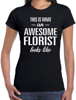 Zwart cadeau t-shirt Awesome Florist / geweldige bloemist voor dames L