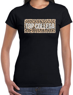 Zwart cadeau t-shirt top collega met panter print voor dames XL