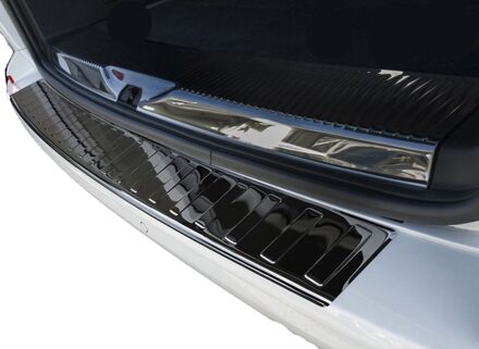 Zwart-Chroom RVS Achterbumperprotector passend voor Volkswagen Transporter T6 2015- (met achterklep) 'Ribs'