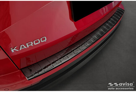 Zwart-Chroom RVS Achterbumperprotector voor Skoda Karoq Facelift incl. Sportline 2022- 'Ribs AV251050