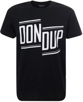 Zwart Crew-neck T-shirt met Contrasterend Logo Dondup , Black , Heren - 2Xl,Xl,M,S