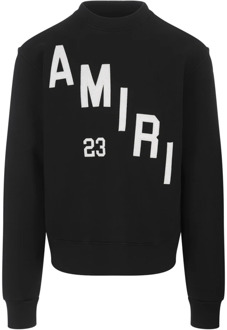 Zwart Crewneck Sweatshirt met Contrasterend Logo Amiri , Black , Heren