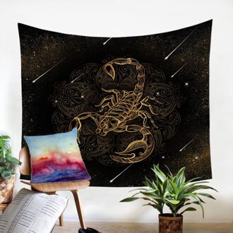 Zwart En Goud Tapestry Meteor Scorpion Wandtapijt Dier Insect Patroon Muur Opknoping 150x130 cm