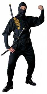 Zwart en goudkleurige ninja kostuum voor volwassenen - Volwassenen kostuums