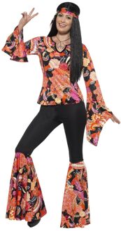 Zwart en veelkleurig hippie kostuum voor vrouwen - M - Volwassenen kostuums