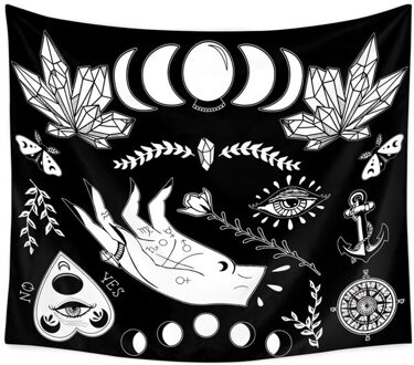 Zwart En Wit Boho Creatieve Tapestry Rechthoekige Slaapkamer Bohemian Moon Star Home Decor Achtergrond Decoratie Muur Opknoping 2