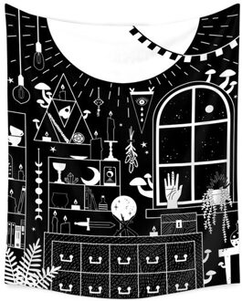 Zwart En Wit Boho Creatieve Tapestry Rechthoekige Slaapkamer Bohemian Moon Star Home Decor Achtergrond Decoratie Muur Opknoping 3