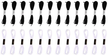 Zwart En Wit Kruissteek Draad Borduurwerk Floss Strengen Zwart Hand Naaien Threads Diy Ambachtelijke Handwerk 12 zwart 12 wit