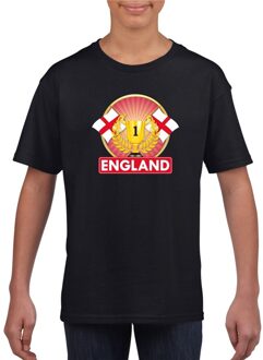 Zwart Engeland supporter kampioen shirt kinderen XS (110-116)