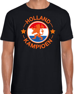 Zwart fan shirt / kleding Holland kampioen met leeuw EK/ WK voor heren M - Feestshirts