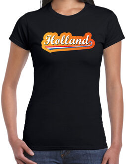 Zwart fan shirt / kleding Holland met Nederlandse wimpel EK/ WK voor dames M - Feestshirts