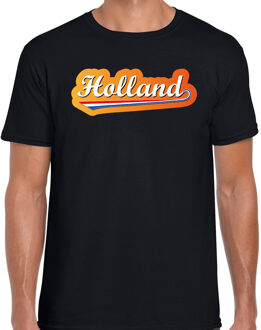 Zwart fan shirt / kleding Holland met Nederlandse wimpel EK/ WK voor heren S - Feestshirts