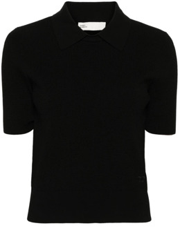 Zwart Geribbeld Gebreid Poloshirt Tory Burch , Black , Dames - M,S