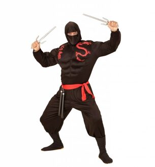 Zwart gespierd ninjakostuum voor volwassenen - Verkleedkleding