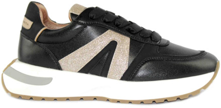 Zwart/Goud Kalfsleren Sneakers Alexander Smith , Black , Dames - 40 Eu,39 Eu,38 Eu,37 Eu,36 EU