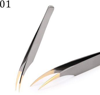 Zwart-Goud Pincet Professionele Roestvrij Wenkbrauw Pincet 3D Volume Wimper Extension Enten Makeup Tools Wimpers Accessoires zwart-goud 01