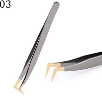 Zwart-Goud Pincet Professionele Roestvrij Wenkbrauw Pincet 3D Volume Wimper Extension Enten Makeup Tools Wimpers Accessoires zwart-goud 03