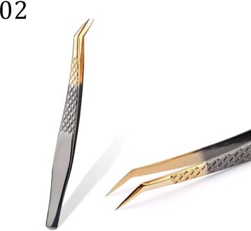 Zwart-Goud Pincet Professionele Roestvrij Wenkbrauw Pincet 3D Volume Wimper Extension Enten Makeup Tools Wimpers Accessoires zwart-goud B