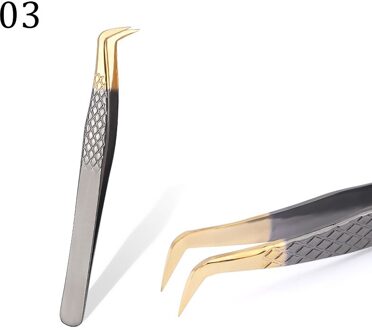 Zwart-Goud Pincet Professionele Roestvrij Wenkbrauw Pincet 3D Volume Wimper Extension Enten Makeup Tools Wimpers Accessoires zwart-goud C