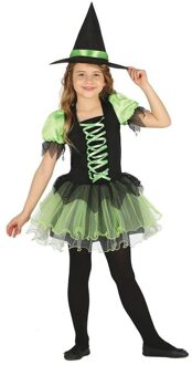Zwart/groen heksen kostuum voor meisjes Multi