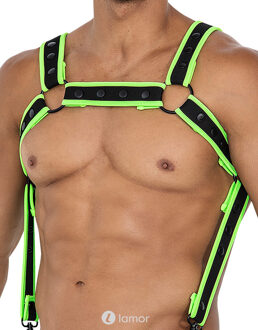 Zwart/Groen Neopreen borstharnas05 - Maat: One Size