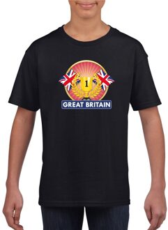 Zwart Groot Brittannie/ Engeland supporter kampioen shirt kind L (146-152)