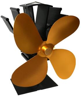 Zwart Haard 4 Blade Warmte Aangedreven Kachel Fan komin Log Hout Brander Eco Vriendelijke Stille Ventilator Thuis Efficiënte Warmteverdeling goud