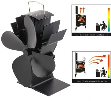 Zwart Haard 4 Blades Warmte Aangedreven Kachel Fan Log Hout Brander Ecofan Rustig Thuis Haard Ventilator Efficiënte Warmteverdeling