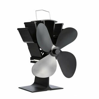 Zwart Haard 4 Blades Warmte Aangedreven Kachel Fan Log Hout Brander Rustig Thuis Haard Ventilator Efficiënte Warmteverdeling