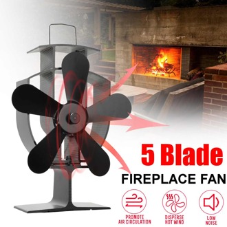 Zwart Haard 5 Blade Warmte Aangedreven Kachel Fan Log Hout Brander Eco Vriendelijke Stille Ventilator Thuis Efficiënte Snelle Warmte distributie