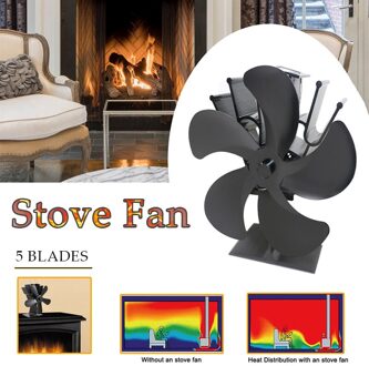 Zwart Haard 5 Blade Warmte Aangedreven Kachel Fan Log Hout Brander Ecofriendly Stille Ventilator Thuis Efficiënte Warmteverdeling