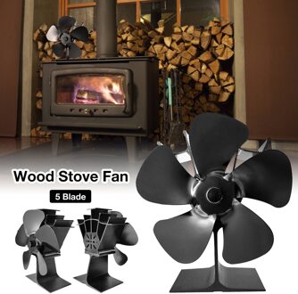 Zwart Haard 5 Blade Warmte Zwarte Haard Houtkachel Fan Warmte Aangedreven Haard Ventilator Voor Fan Home Efficiënte Warmte