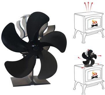 Zwart Haard 5 Blades Warmte Aangedreven Kachel Fan Eco Haard Fan Hout Brander Rustig Energiebesparing Thuis Efficiënte Distributie