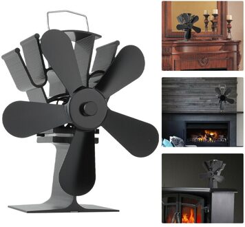 Zwart Haard 5 Blades Warmte Aangedreven Kachel Fan Log Hout Brander Ecofan Rustig Thuis Haard Ventilator Efficiënte Warmteverdeling