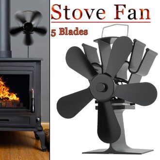 Zwart Haard 5 Blades Warmte Aangedreven Kachel Fan Log Hout Brander Ecofan Rustig Thuis Haard Ventilator Efficiënte Warmteverdeling